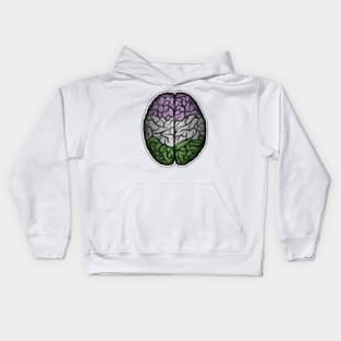 Large Genderqueer Pride Flag Colored Brain Kids Hoodie